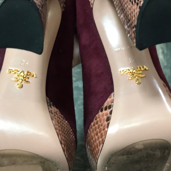 Like New Prada Suede/Snakeskin Platforms - Picture 7 of 8